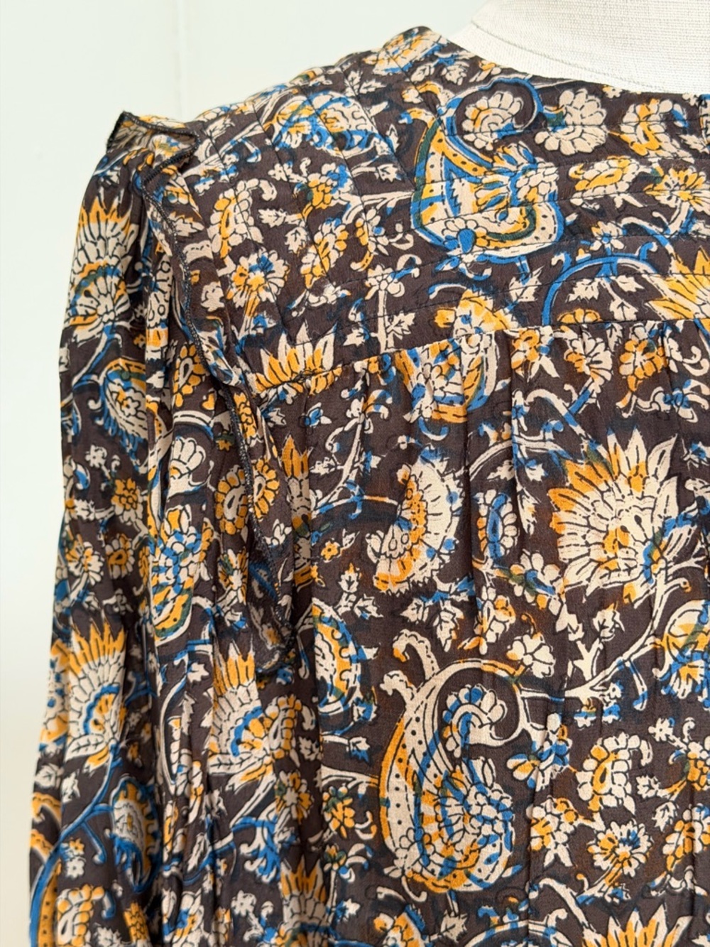 ANTIK BATIK Khero Ruffle-Trimmed Printed Voile Blouse Women’s Sz M/40 NWT - Picture 8 of 14